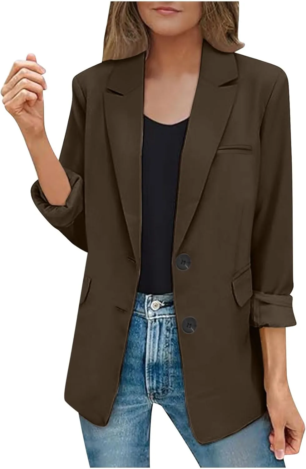 Womens Casual Dressy Blazers Jacket,Fashion Fall Bussiness Suit Clothe,Long Sleeve Solid Color Suit Without Pockets