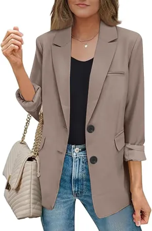 Womens Casual Dressy Blazers Jacket,Fashion Fall Bussiness Suit Clothe,Long Sleeve Solid Color Suit Without Pockets