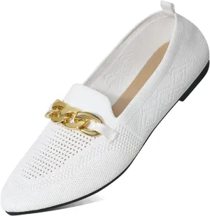 Womens Casual Loafers Comfortable Breathable Knit Loafers Lightweight Pointed Toe Flats for Women