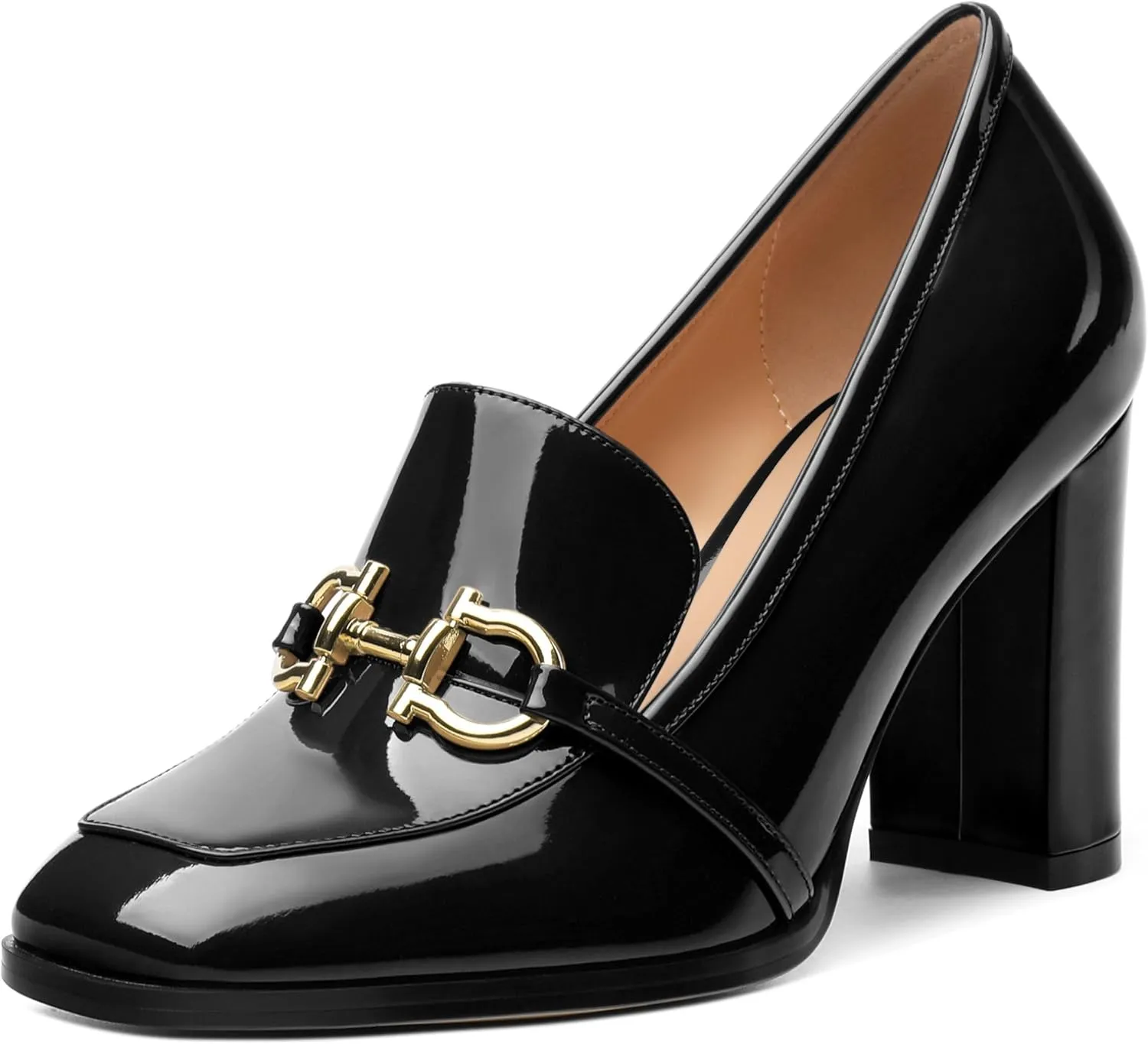 Women's Chunky Heel Square Toe Pumps, Heel High Loafers for Women, Office Commuter Party Prom Single Shoes
