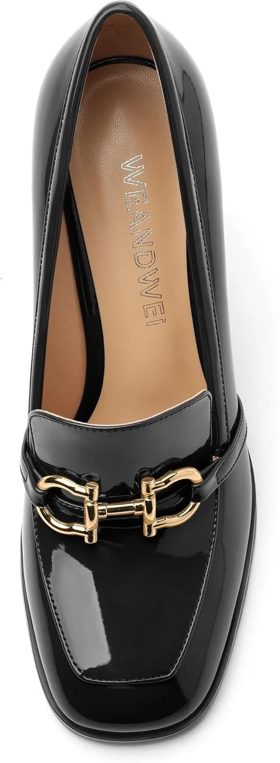 Women's Chunky Heel Square Toe Pumps, Heel High Loafers for Women, Office Commuter Party Prom Single Shoes