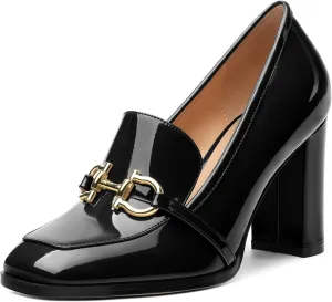 Women's Chunky Heel Square Toe Pumps, Heel High Loafers for Women, Office Commuter Party Prom Single Shoes
