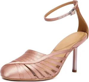 Women's Closed Toe Heels Ankle Strap Sexy Stiletto Satin Heels Dress Sandals D-orsay Pumps