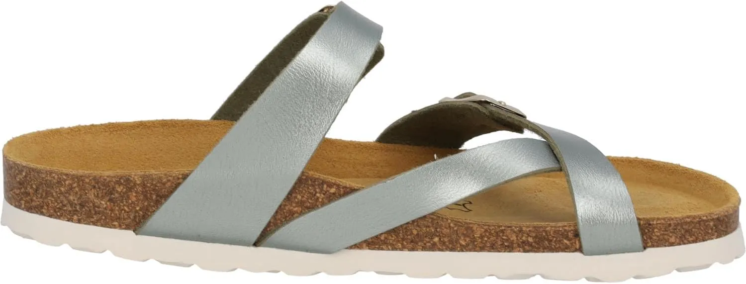 Women's Cres Matt Mules - Elegant Sandals Made in Spain - Comfortable Slippers with Cork Footbed - Fashionable Summer Shoes