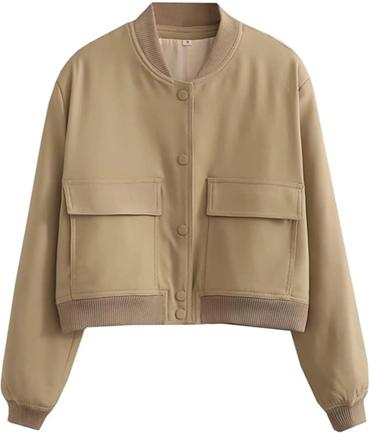 Womens Cropped Bomber Jacket Button Down Varsity Jackets Shackets with Pockets