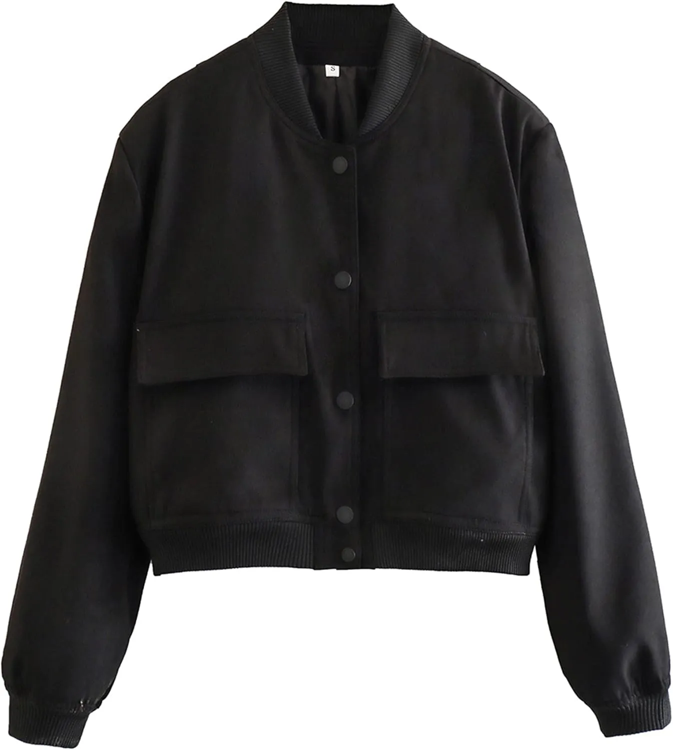 Womens Cropped Bomber Jacket Button Down Varsity Jackets Shackets with Pockets