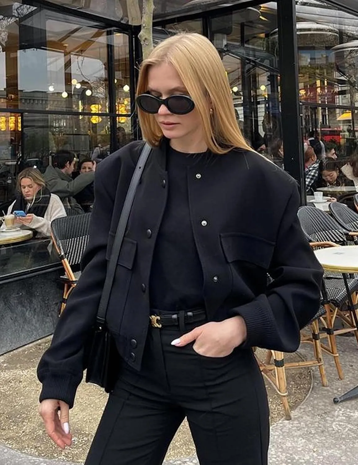 Womens Cropped Bomber Jacket Button Down Varsity Jackets Shackets with Pockets