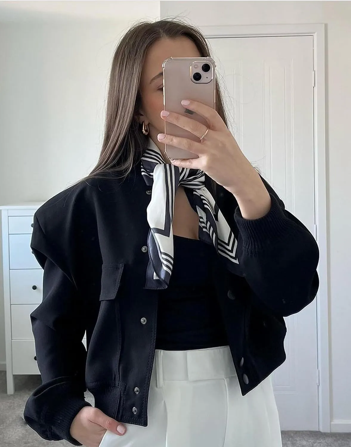 Womens Cropped Bomber Jacket Button Down Varsity Jackets Shackets with Pockets