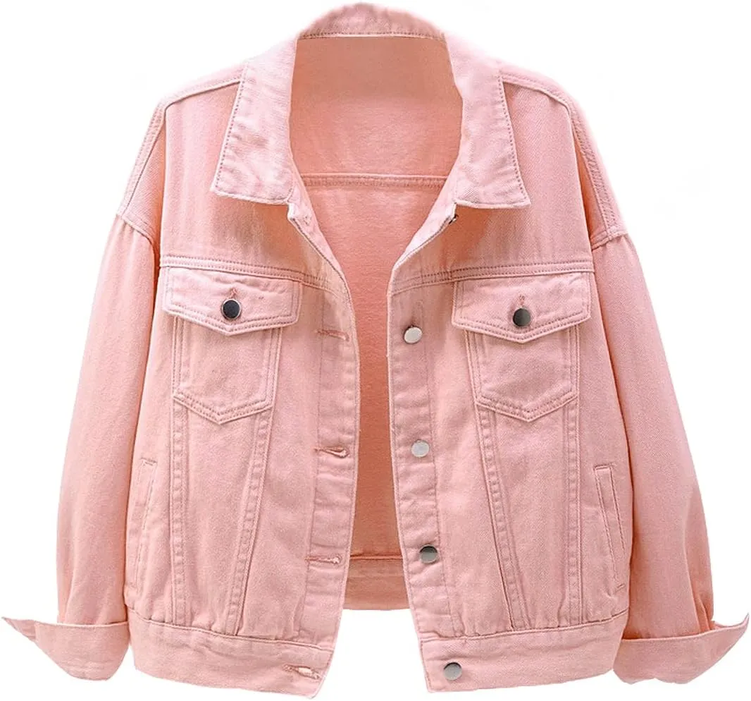 Women's Denim Cotton Button Closed Long Sleeve Solid Color Jacket With Pockets