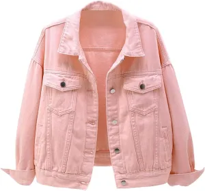 Women's Denim Cotton Button Closed Long Sleeve Solid Color Jacket With Pockets