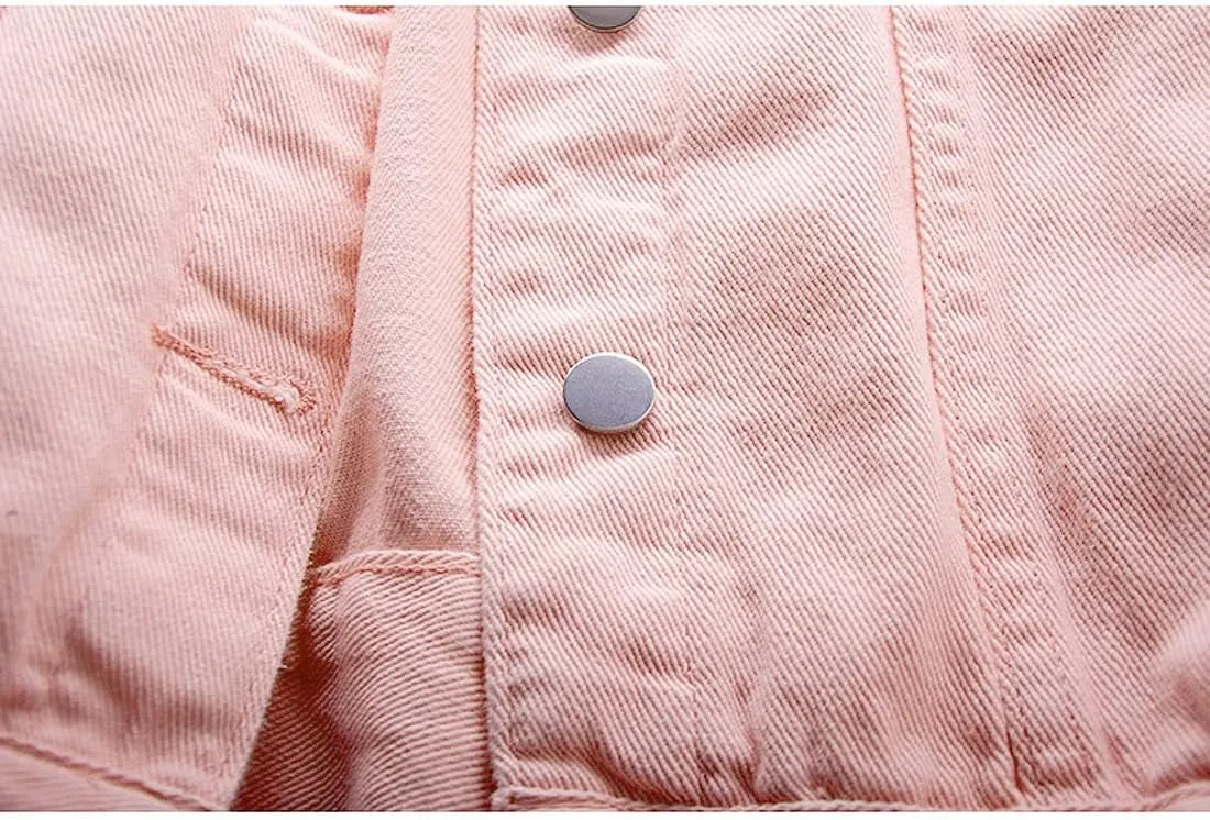 Women's Denim Cotton Button Closed Long Sleeve Solid Color Jacket With Pockets