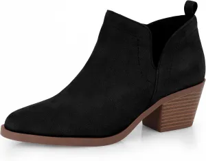 Women's Dressy Ankle Boots - Low Heel, Pointed Toe, Side Zipper Booties