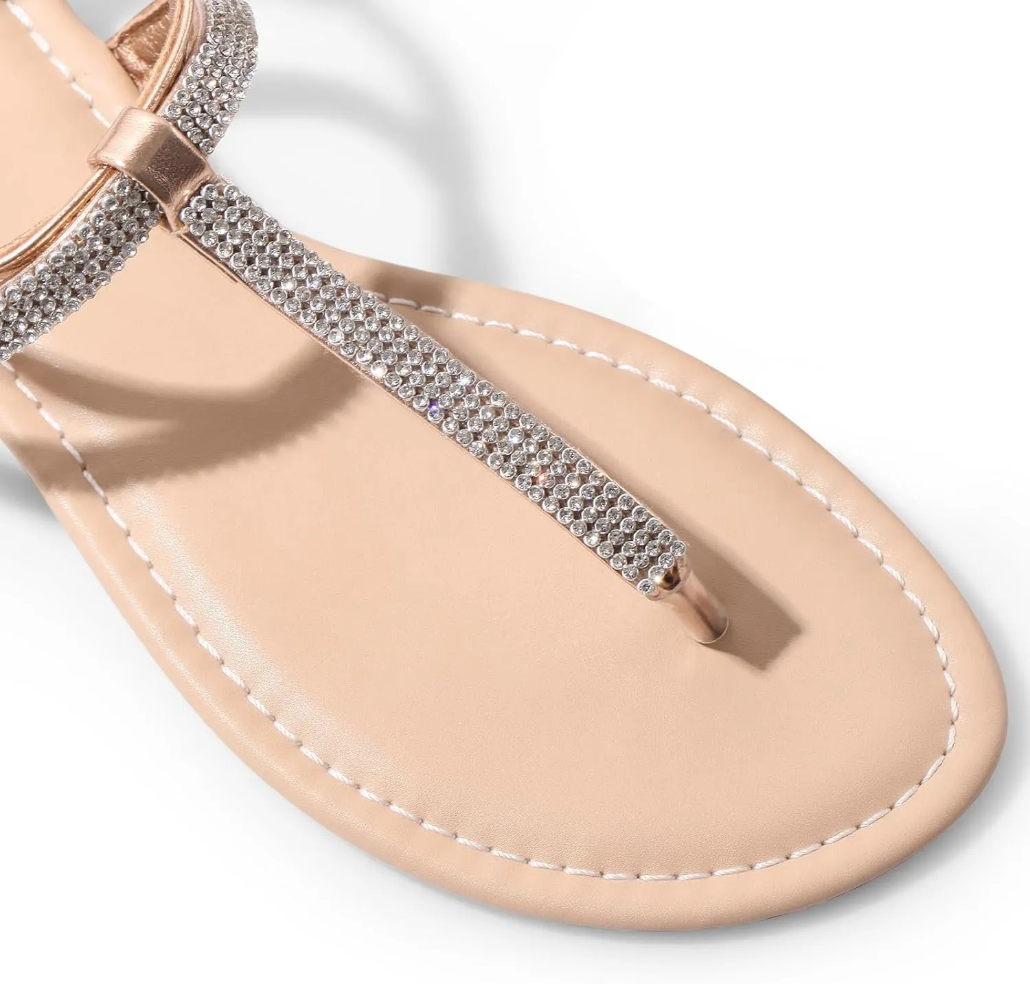 Women's Dressy Sandals Flat Glitter Comfortable Slides Rhinestone Sandals for Women Ladies Fashion Shoes