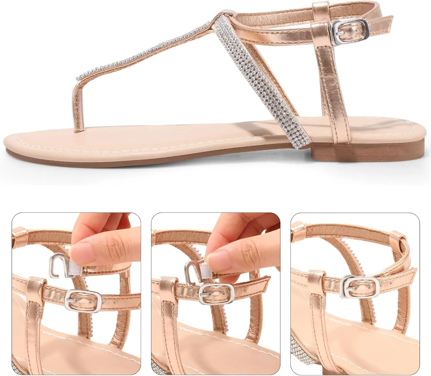 Women's Dressy Sandals Flat Glitter Comfortable Slides Rhinestone Sandals for Women Ladies Fashion Shoes