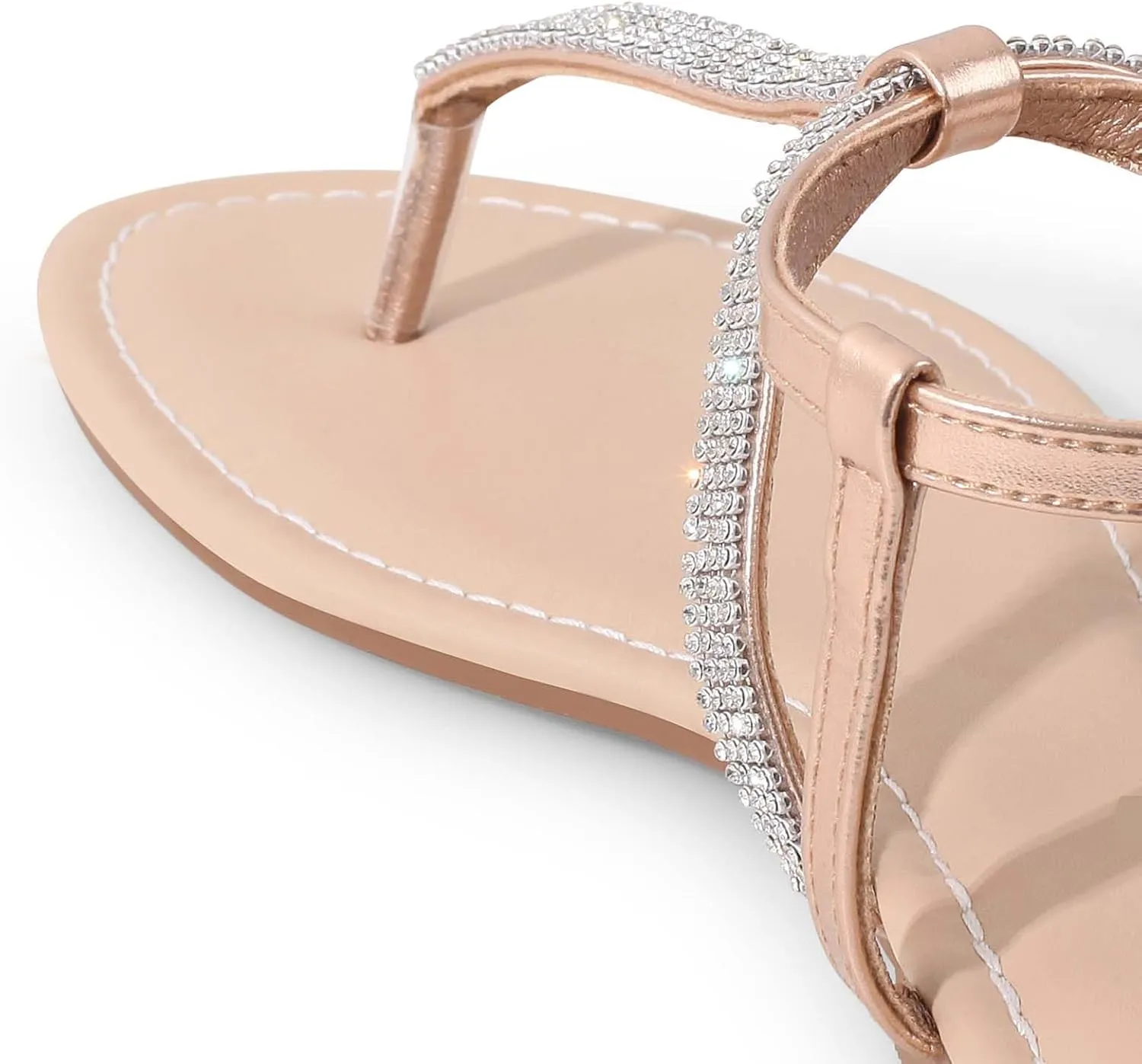 Women's Dressy Sandals Flat Glitter Comfortable Slides Rhinestone Sandals for Women Ladies Fashion Shoes