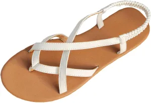 Women's Elastic Flat Sandals Ankle Strap Comfortable Dressy Summer Cute Strappy Open Toe Walking Beach Sandals For Woman 2025 Casual Bohe Womens Comfort CrissCross Slide Wedding Shoes for Daily Wear