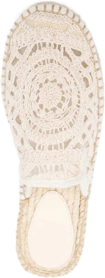 Women's Embroidered Mules Boho Flat Sandals Mesh Breathable Fisherman Slides Comfortable Weave Slip-On Loafers Round-Toe Summer Sandals