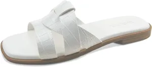 Women's Flat Sandals Comfortable Slip On Leather Slide Sandals, Flat Women's Sandals Slide Sandals Fashion Flat Sandals for Women Summer