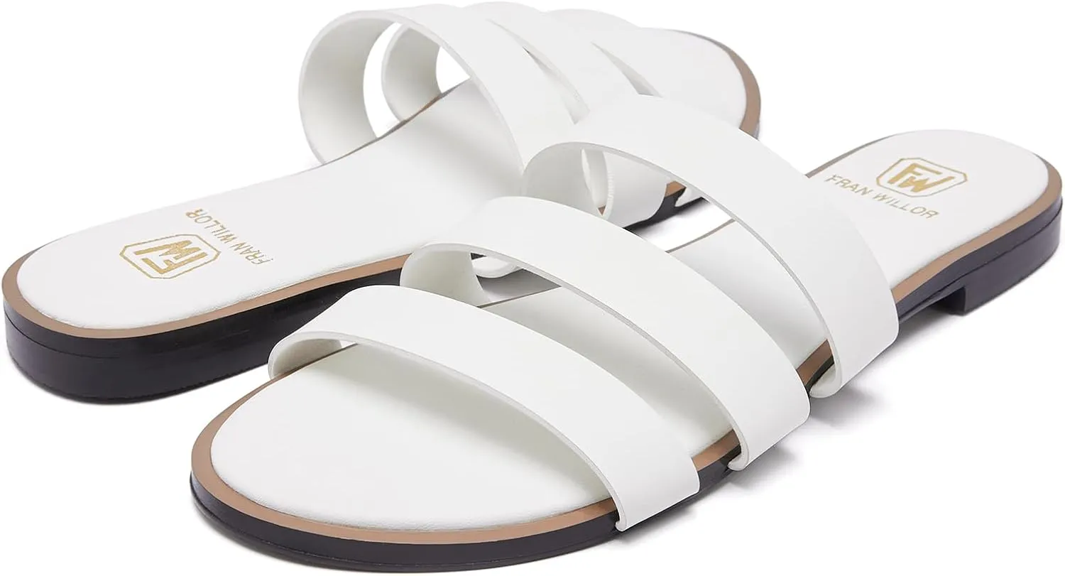 Women's Flat Sandals Dressy Open Toe Slide Sandals Comfortable Casual Beach Slip on Slippers for Summer 2025 Size 6-11