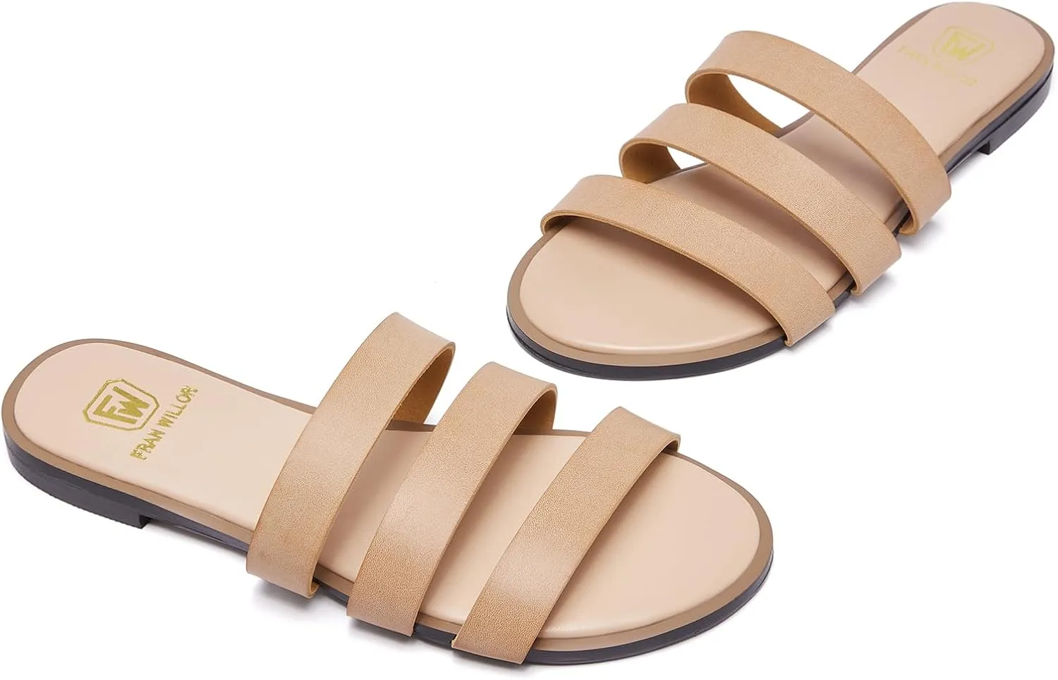 Women's Flat Sandals Dressy Open Toe Slide Sandals Comfortable Casual Beach Slip on Slippers for Summer 2025 Size 6-11