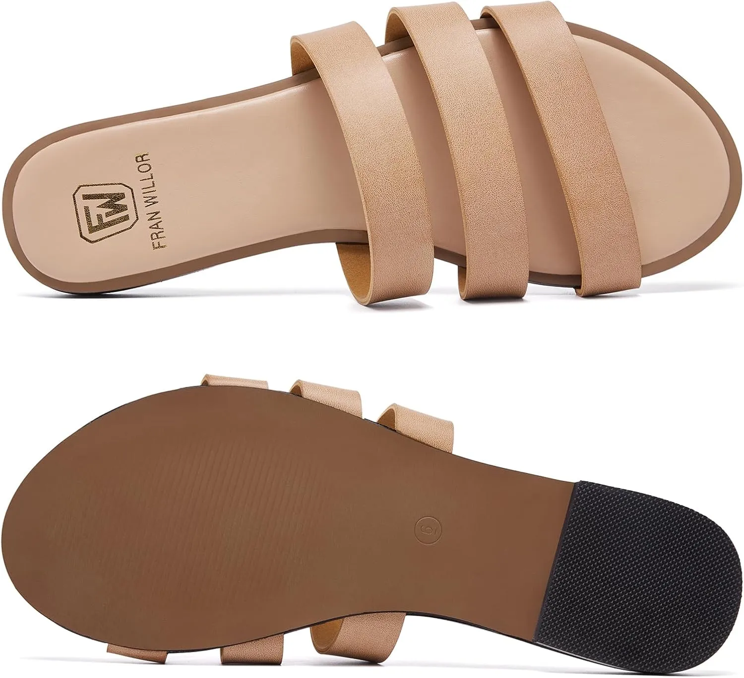 Women's Flat Sandals Dressy Open Toe Slide Sandals Comfortable Casual Beach Slip on Slippers for Summer 2025 Size 6-11