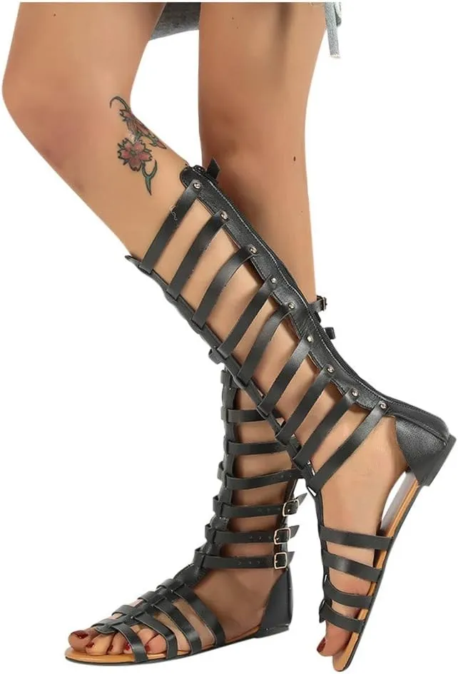 Women's Flats Sandals Open Toe Elastic Ankle Strap Outdoor Fashion Shoes Hot Summer Walking Sandal 2025