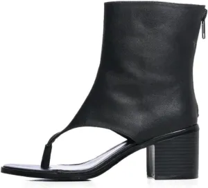 Women's Flip Flops Round Toe Sandal Boots Solid Color Back Zipper Block Heels