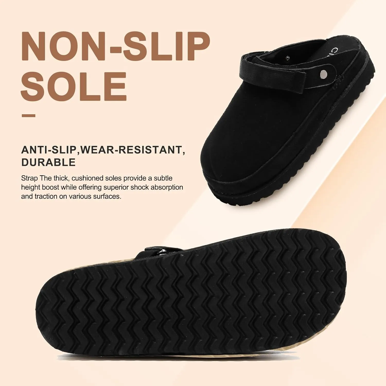 Women’s Genuine Suede Clogs – Platform Mules with Memory Foam, Adjustable Slip-On Sandals, Lightweight Orthopedic Arch Support Sandals, Indoor/Outdoor Slides Footwear