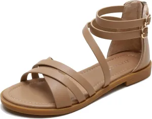 Women's Gladiator Sandals Summer Flat Strappy Sandals Fashion Dress Beach Shoes
