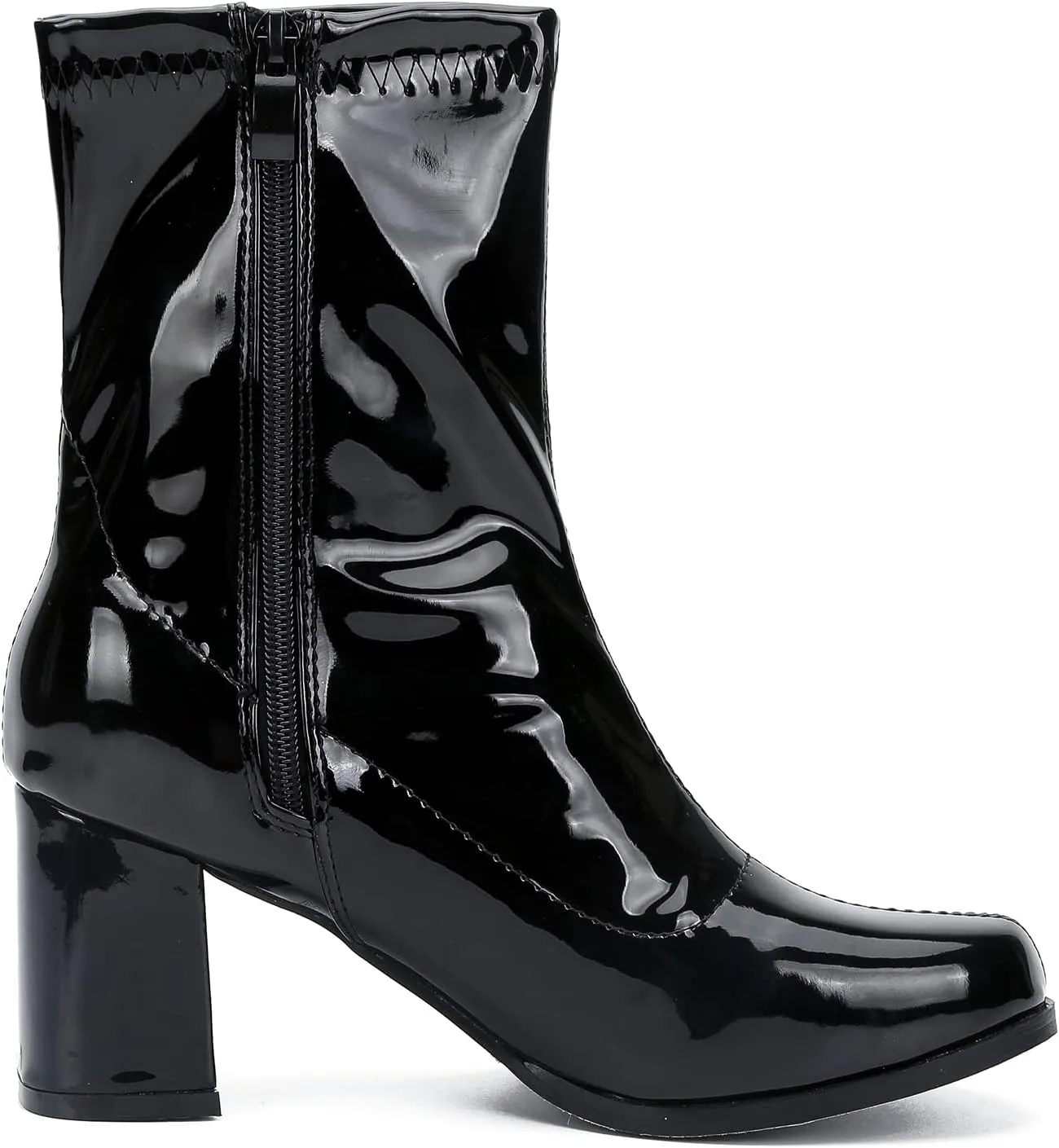 Women's Go Go Boots Mid Calf Block Heel Zipper Boot