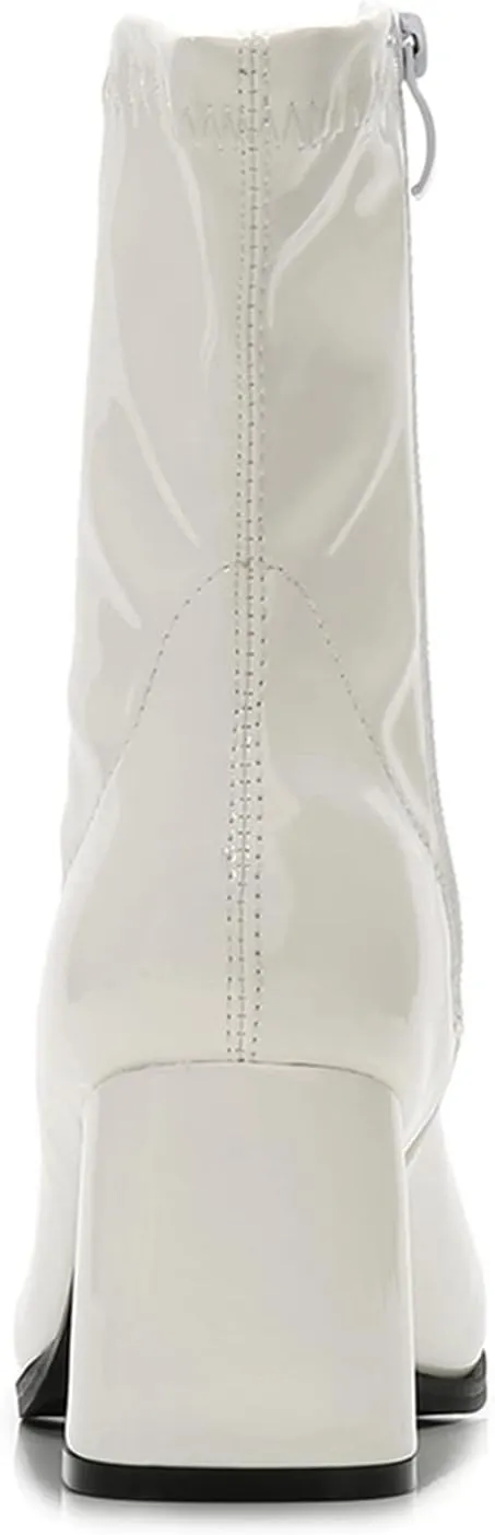 Women's Go Go Boots Mid Calf Block Heel Zipper Boot