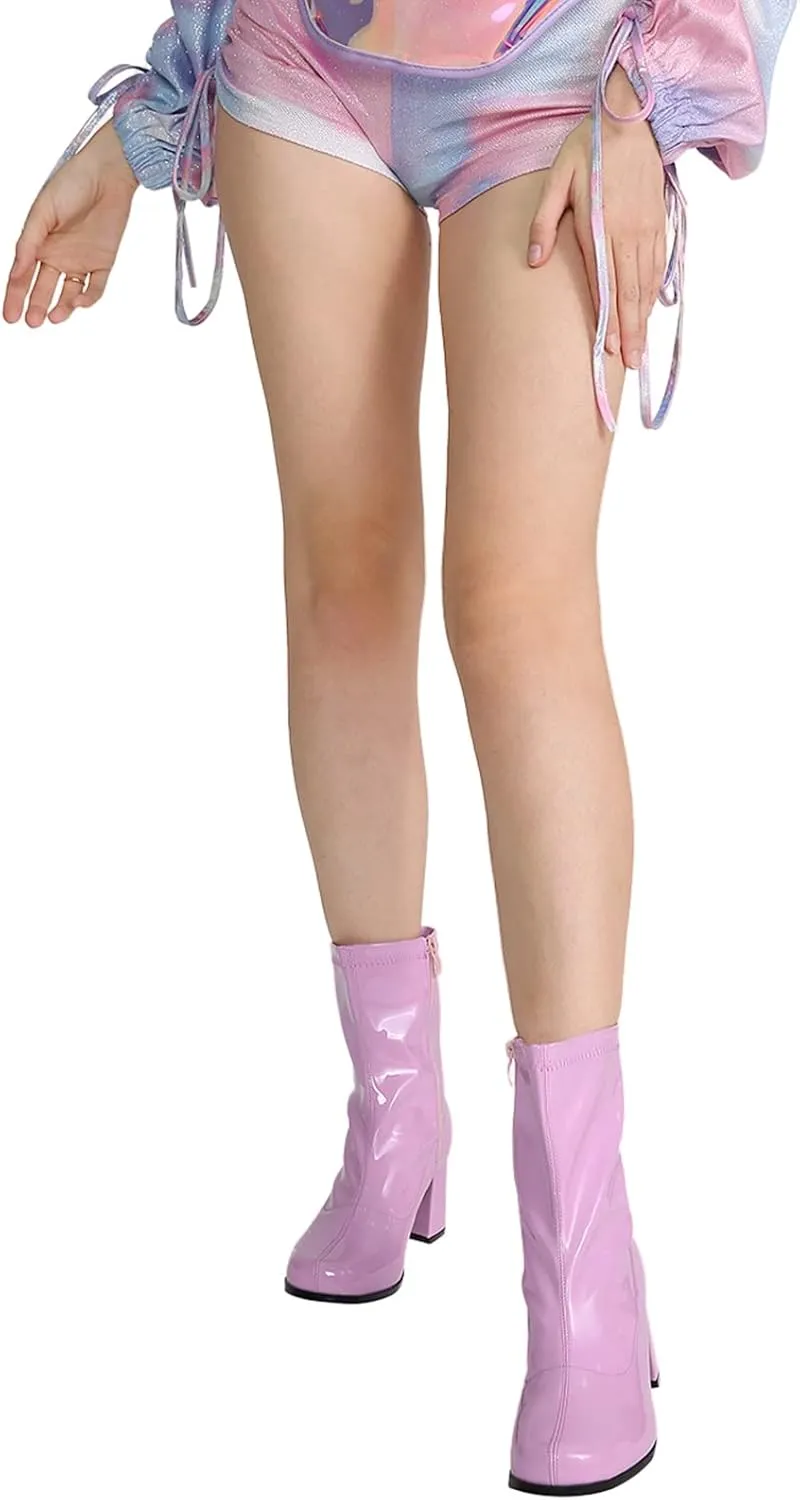 Women's Go Go Boots Mid Calf Block Heel Zipper Boot