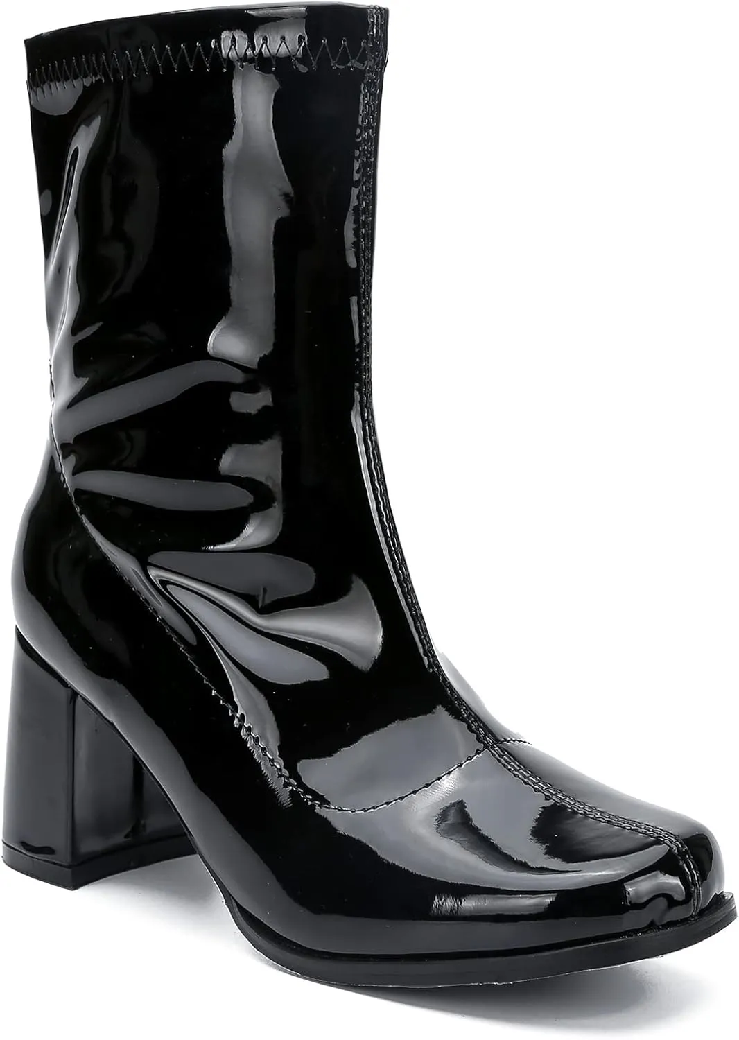 Women's Go Go Boots Mid Calf Block Heel Zipper Boot