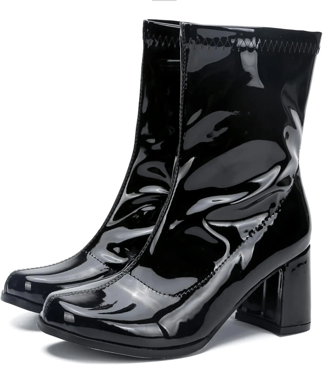 Women's Go Go Boots Mid Calf Block Heel Zipper Boot