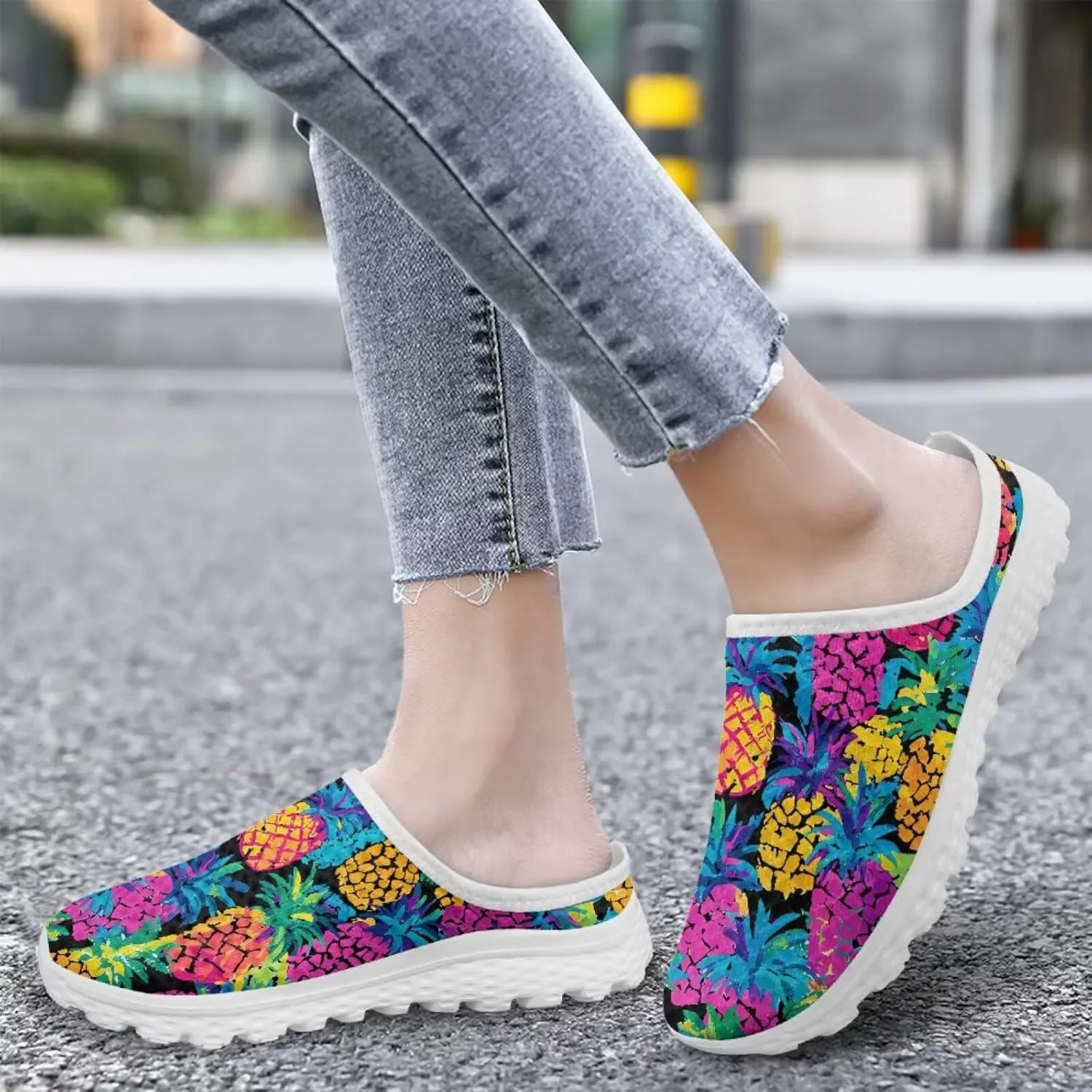 Women's Half Shoes Mules Slip On Sneakers Fashion Comfortable Casual Slippers Walking Vacation Shoes