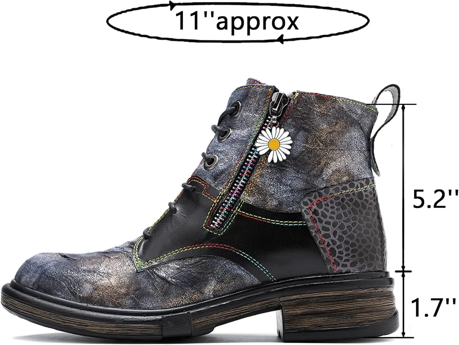 Women's Handmade Retro Lambskin High Heel Boots, Colorful Painting, Metallic Style - Fashion, Comfortable, Durable, Unique Minority Style