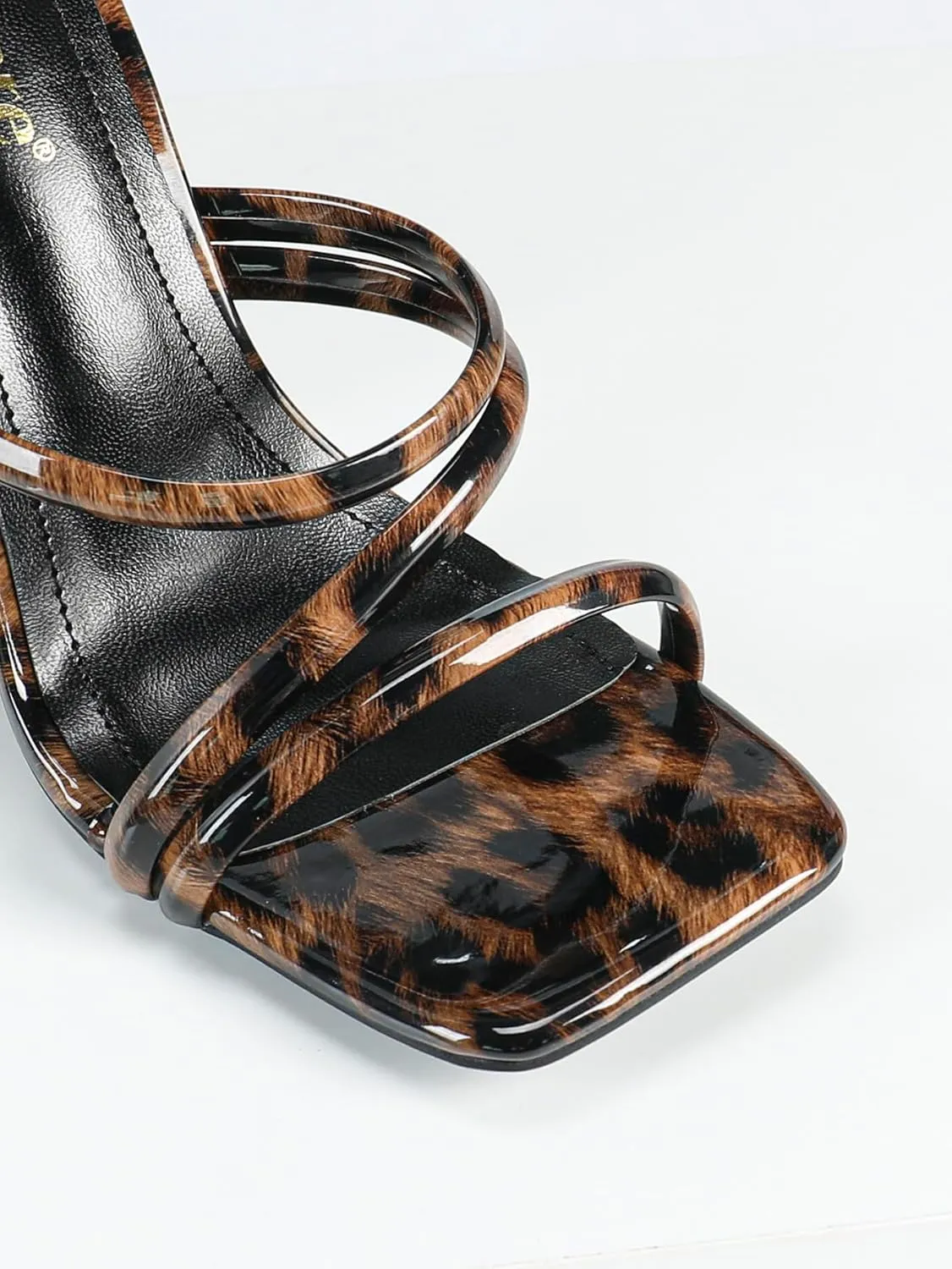 Women's High Heel Sandals – Modern Square-Toe Dress Sandals with Silver Ring Heel, Elegant Strappy Heels for Parties, Dates & Special Occasions