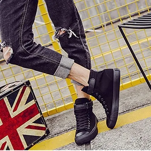 Women's High Top Sneakers Fashion Canvas Lace Up Shoes - Comfortable Walking Casual Shoes with Breathable Design & Hidden Height Increase Platform