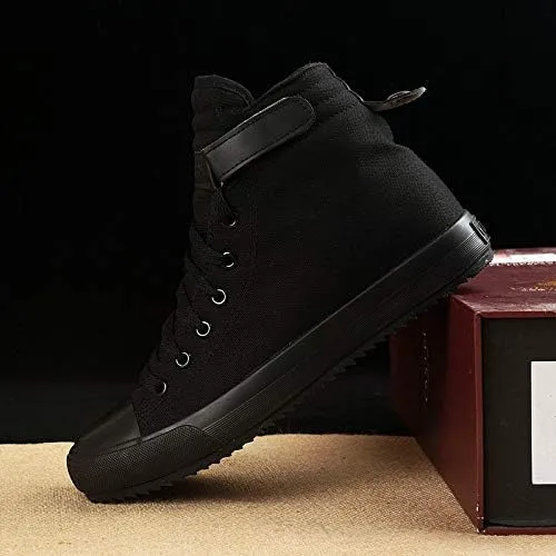 Women's High Top Sneakers Fashion Canvas Lace Up Shoes - Comfortable Walking Casual Shoes with Breathable Design & Hidden Height Increase Platform