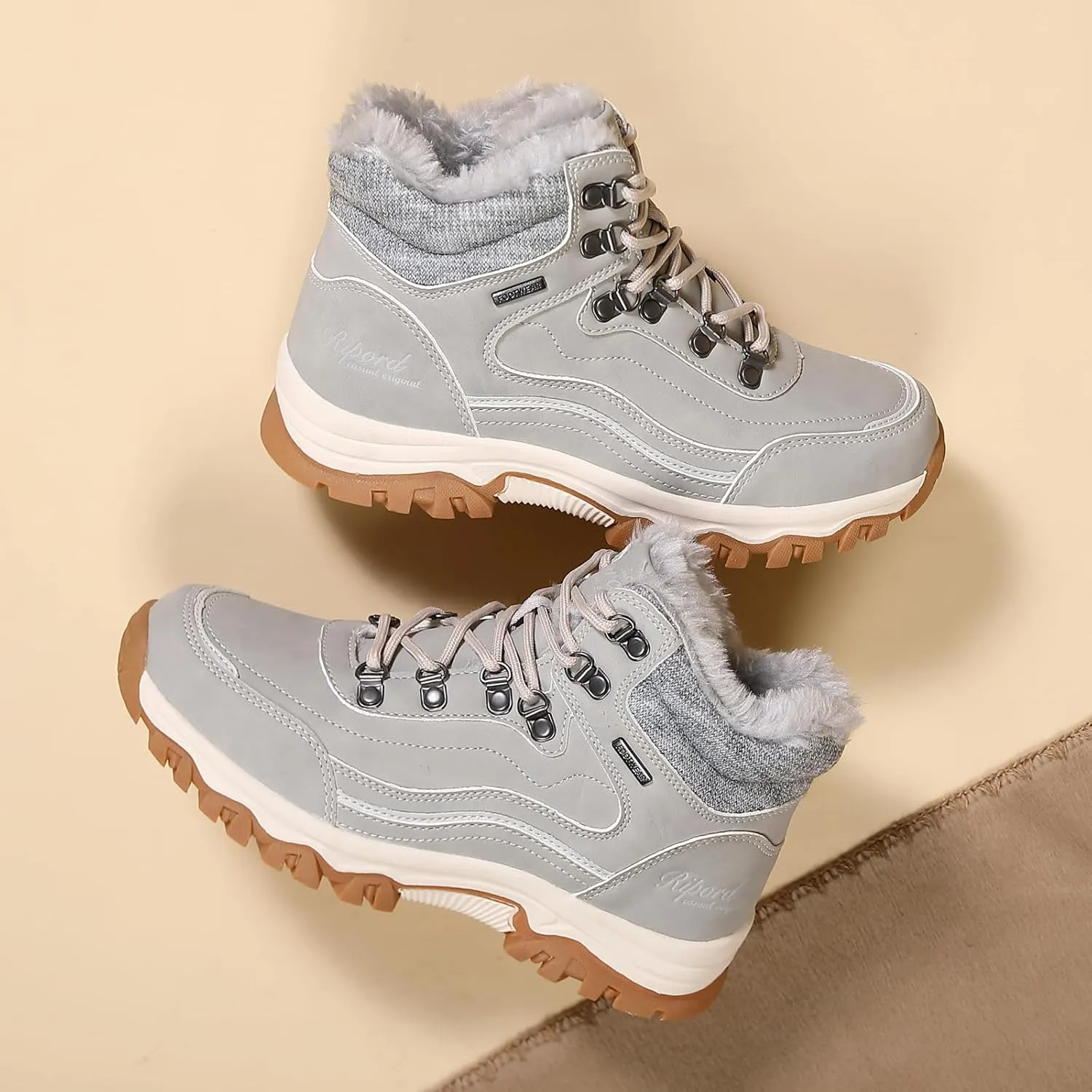 Womens Hiking Snow Boots Winter Boots Comfortable Warm Fur Shoes for Outdoor