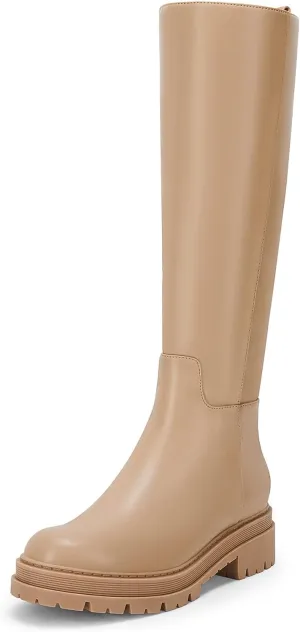 Women's Knee High Platform Boots Chunky Block Heel Side Zipper Fall Boots Winter Riding Boot
