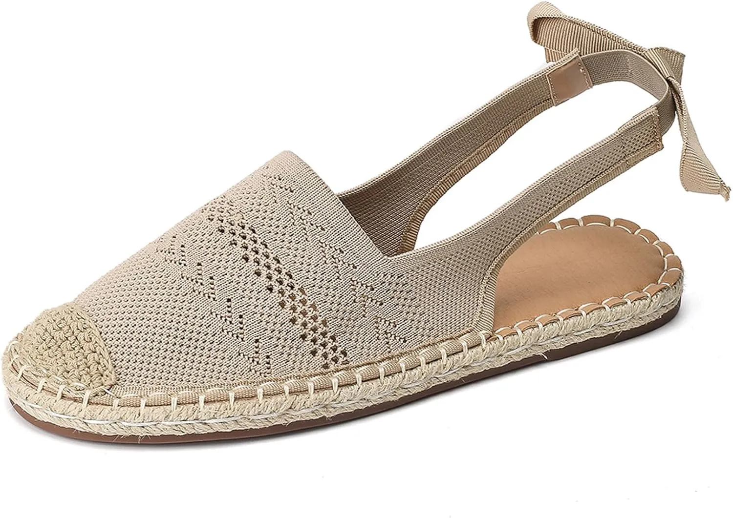 Women's Knit Mesh Cap Toe Espadrilles Fisherman Sandals Fashion Closed Toe Slingback Slip On Ankle Wrap Flat Outdoor Walking Sandals for Dress Travel Work Beach