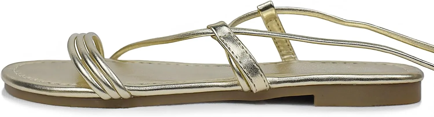 Women's Lace up Strappy Flat Sandals Open Toe Tie up Gladiator Dressy Sandals