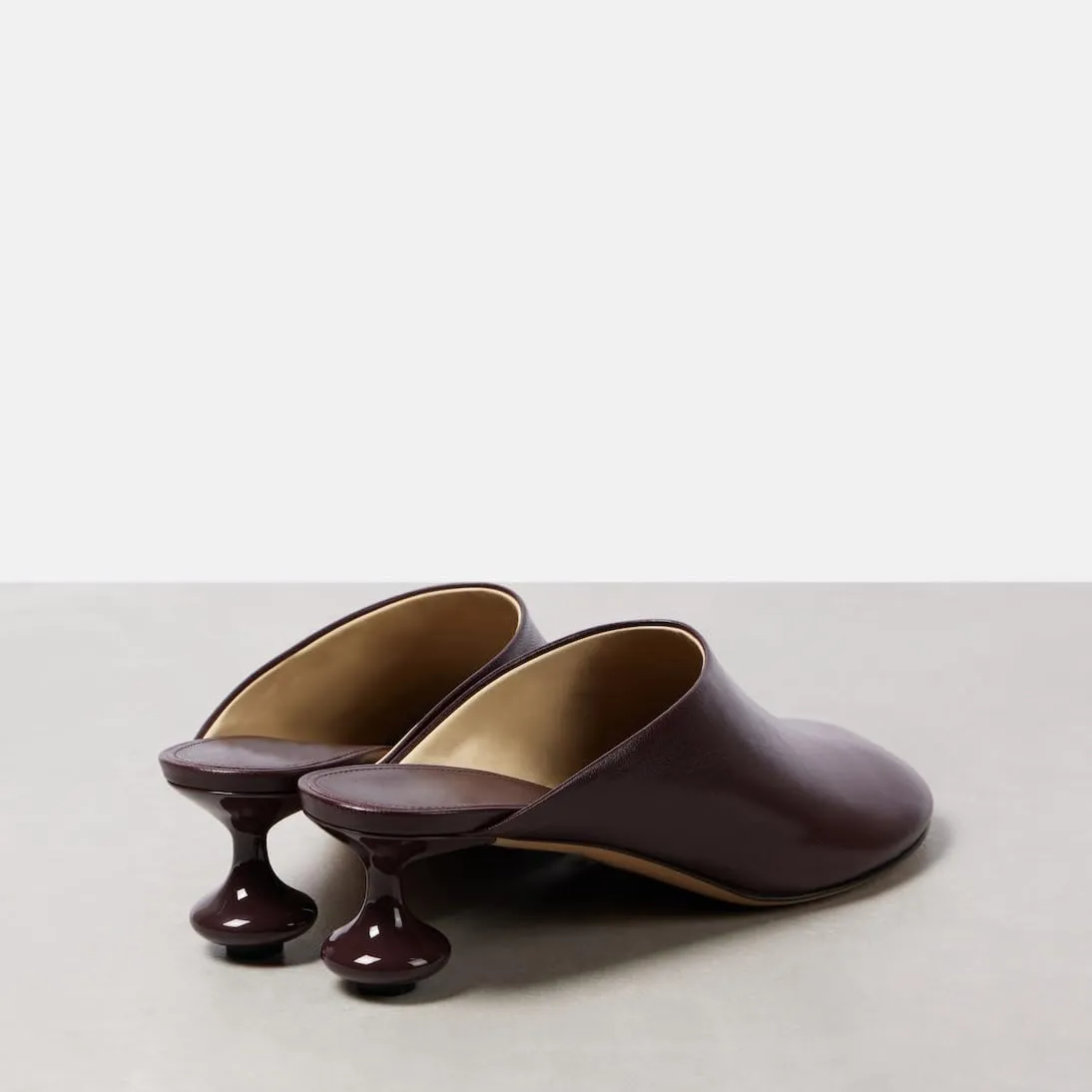 Women's Leather Kitten Heel Mules Slip-On Pumps - 2'' Closed Round Toe Comfortable Shoes for Party, Banquet, Dress