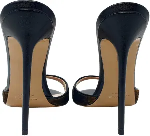 Women's Leather Stilettos High Heels Slides Slip on Crocodile Embossed Slingback Peep Open Toe Pumps Mules Sandals Formal