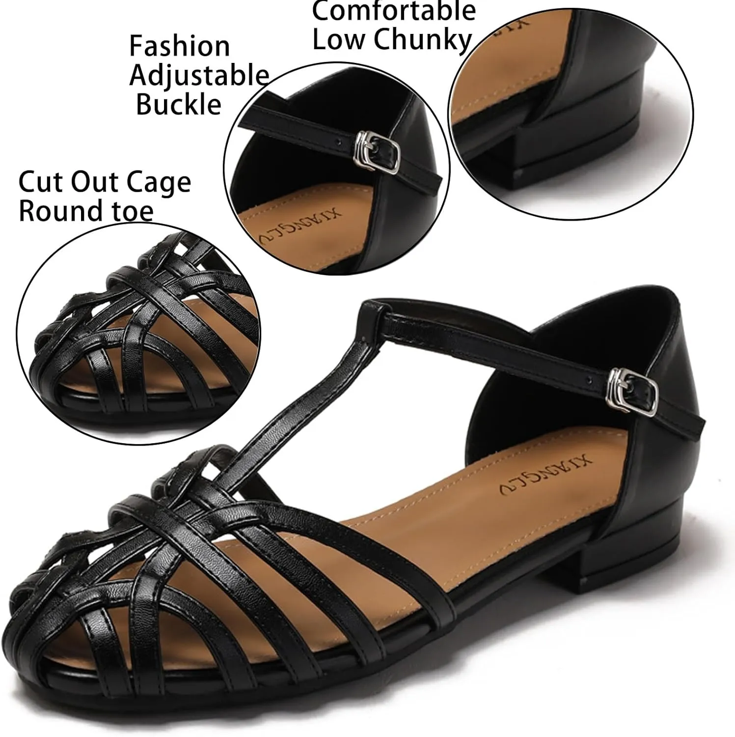 Women's leather Weaving T Strap flat Roman Sandals Fashion Comfort Adjustable Buckle flat Fisherman Sandals Summer Casual Breathable Beach Shoes