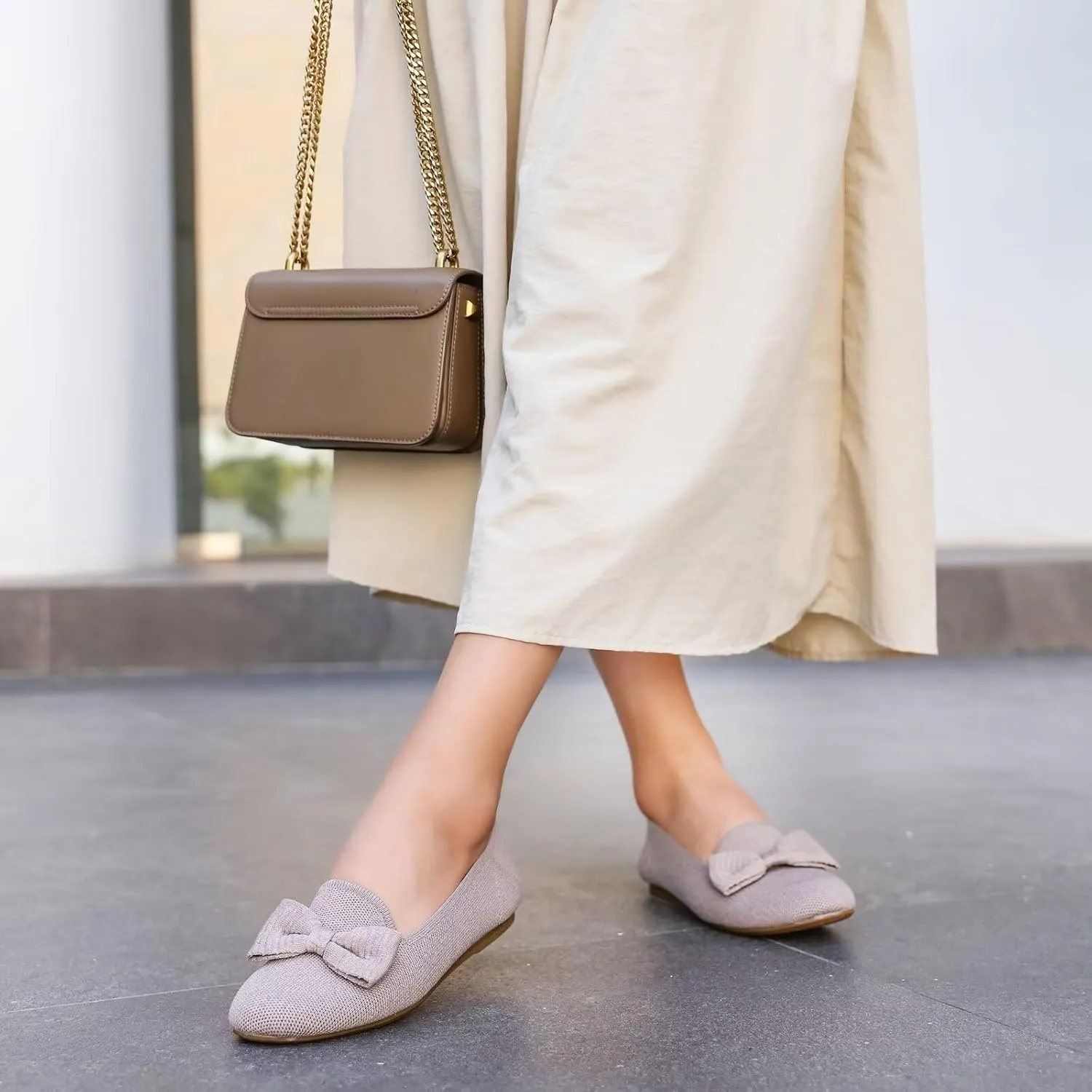Women's Loafers Flats Comfortable Slip-on Bowknot Walking Dressy Penny Shoes with Arch Support