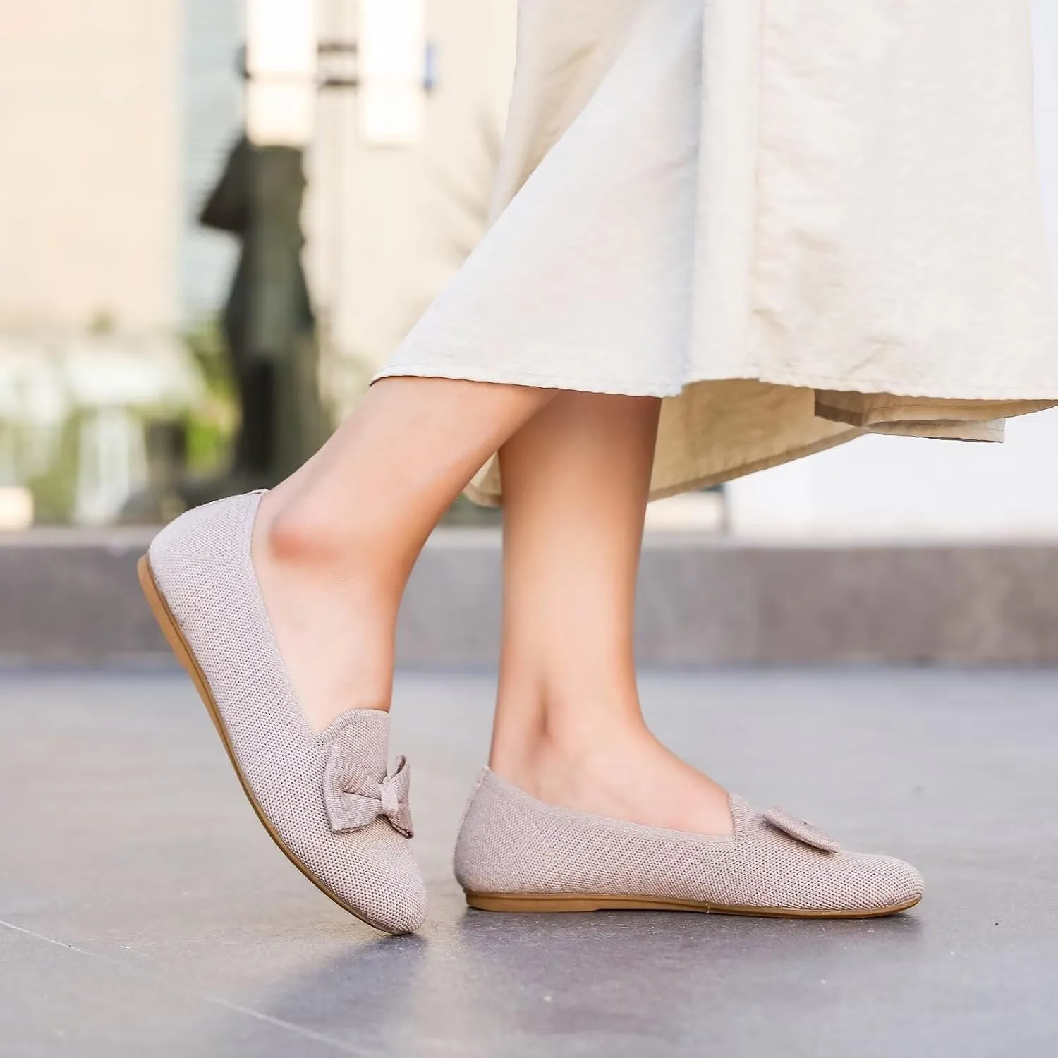 Women's Loafers Flats Comfortable Slip-on Bowknot Walking Dressy Penny Shoes with Arch Support