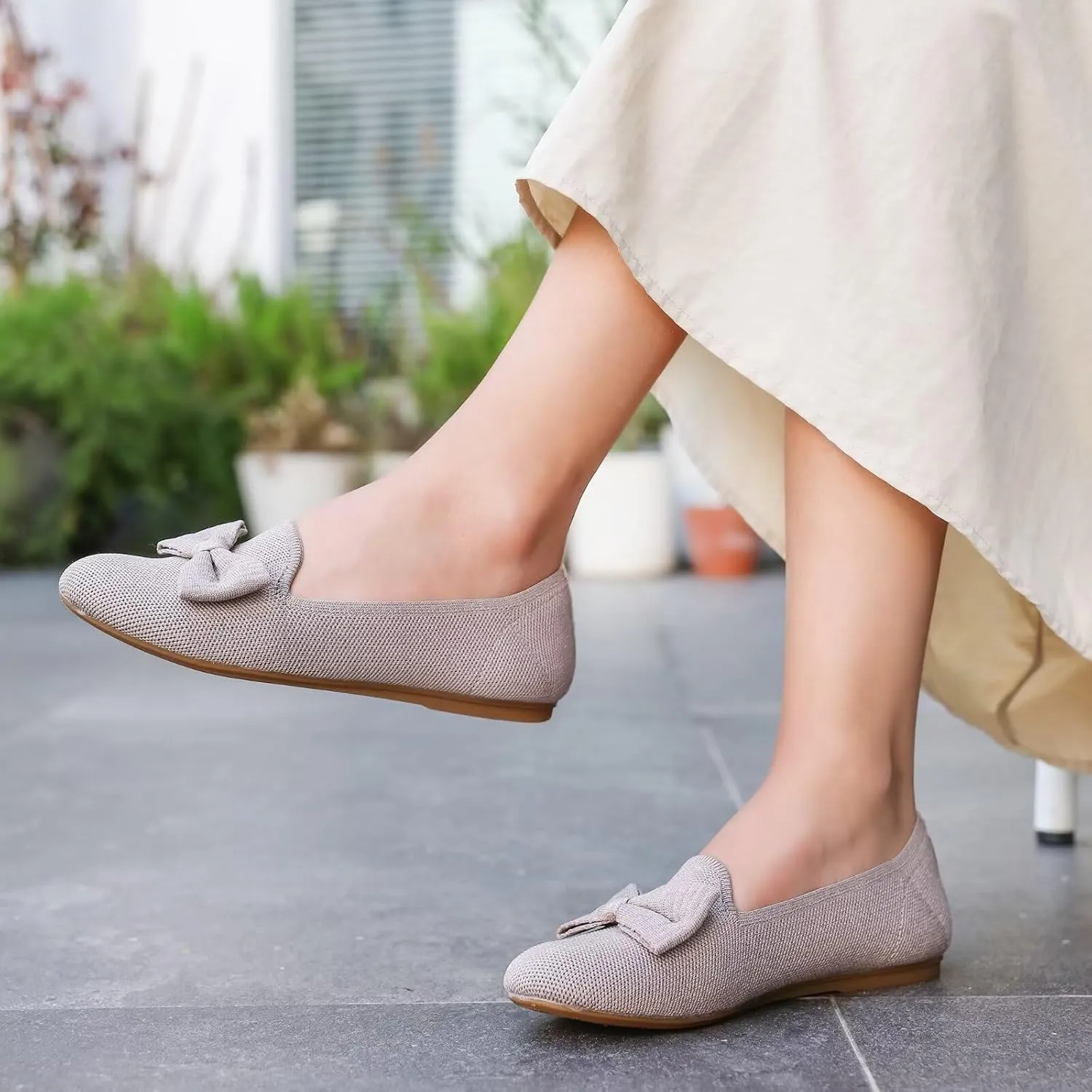 Women's Loafers Flats Comfortable Slip-on Bowknot Walking Dressy Penny Shoes with Arch Support