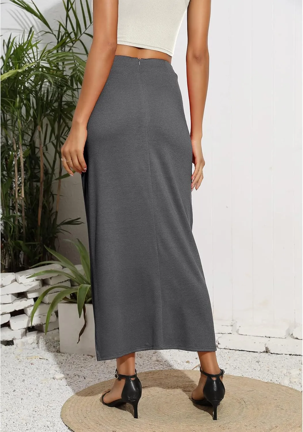 Women’s Maxi Skirt High Waist Wrap Pencil Long Skirts for Women Slim Boho Draped Front Bodycon Dresses
